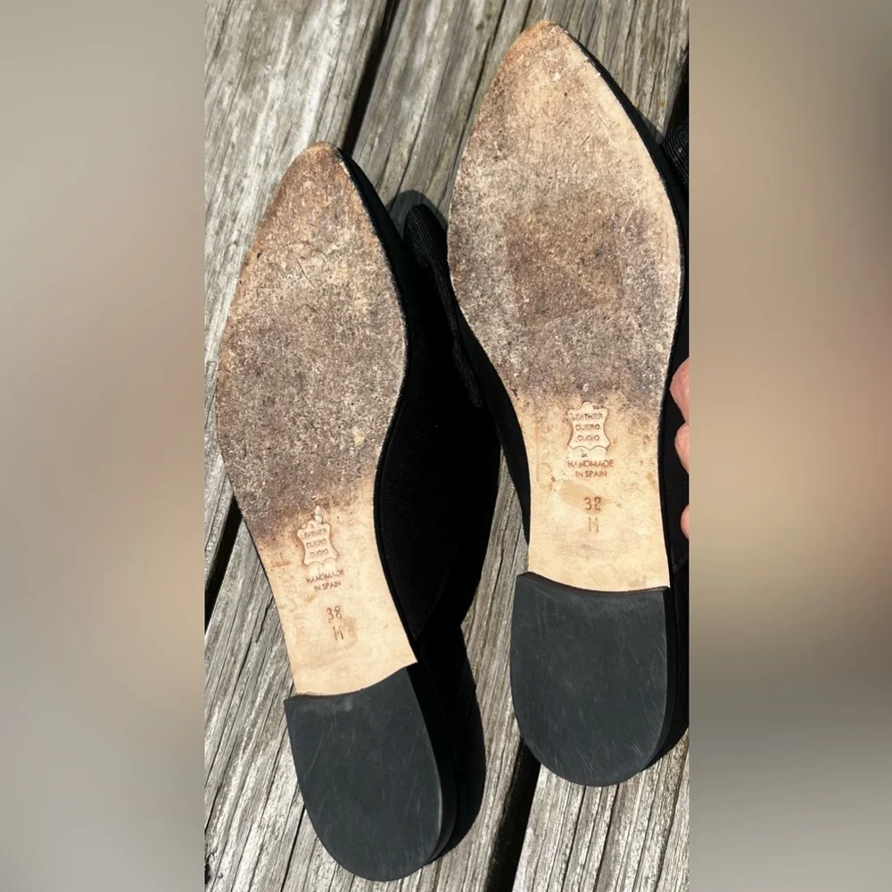 Margaux The Bow Mule, black suede & ribbon, size 38 but fits a 6.5 maybe a 7. - Picture 5 of 7